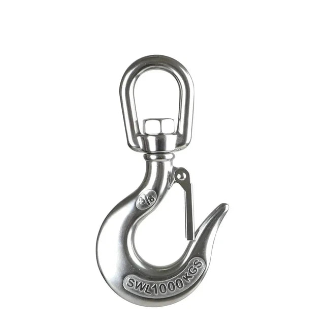 Marine 304 Stainless Steel Lifting Chain Hoist Eye Swivel Rotatable Cargo Hook Shackle